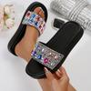 Summer Dressy Flip Flops for Women, Rhinestone Platform Slides with Single Strap, Casual Beach Sandals Matching Dresses