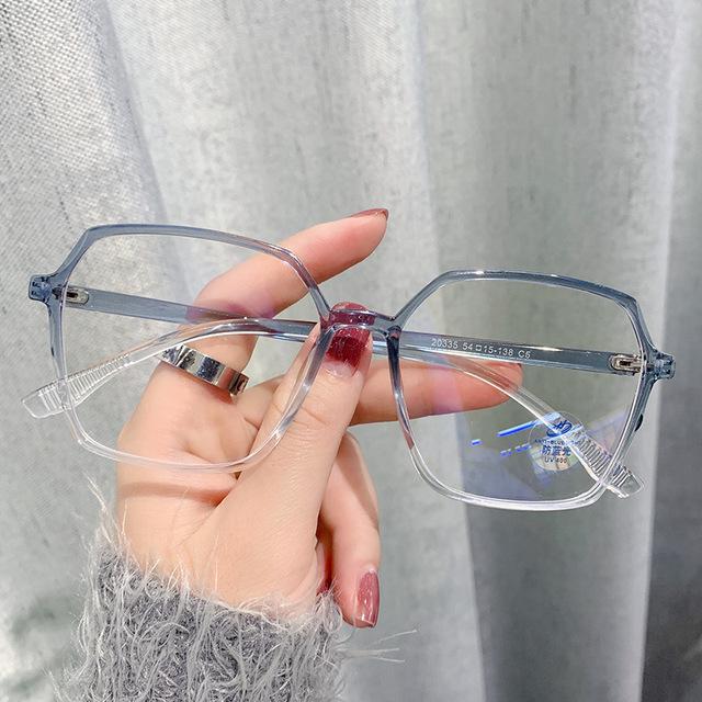 Oversized Myopia Glasses Women Men Transparent Anti -Blue Light Computer Eyeglasses Optical Nearsight Glasses Diopter 0 To -4 .0