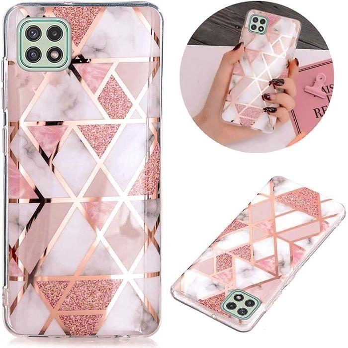 Coque de protection semi-rigide pour Samsung Galaxy A22 5G - BOOLING - Rose - 2 verres trempés inclus