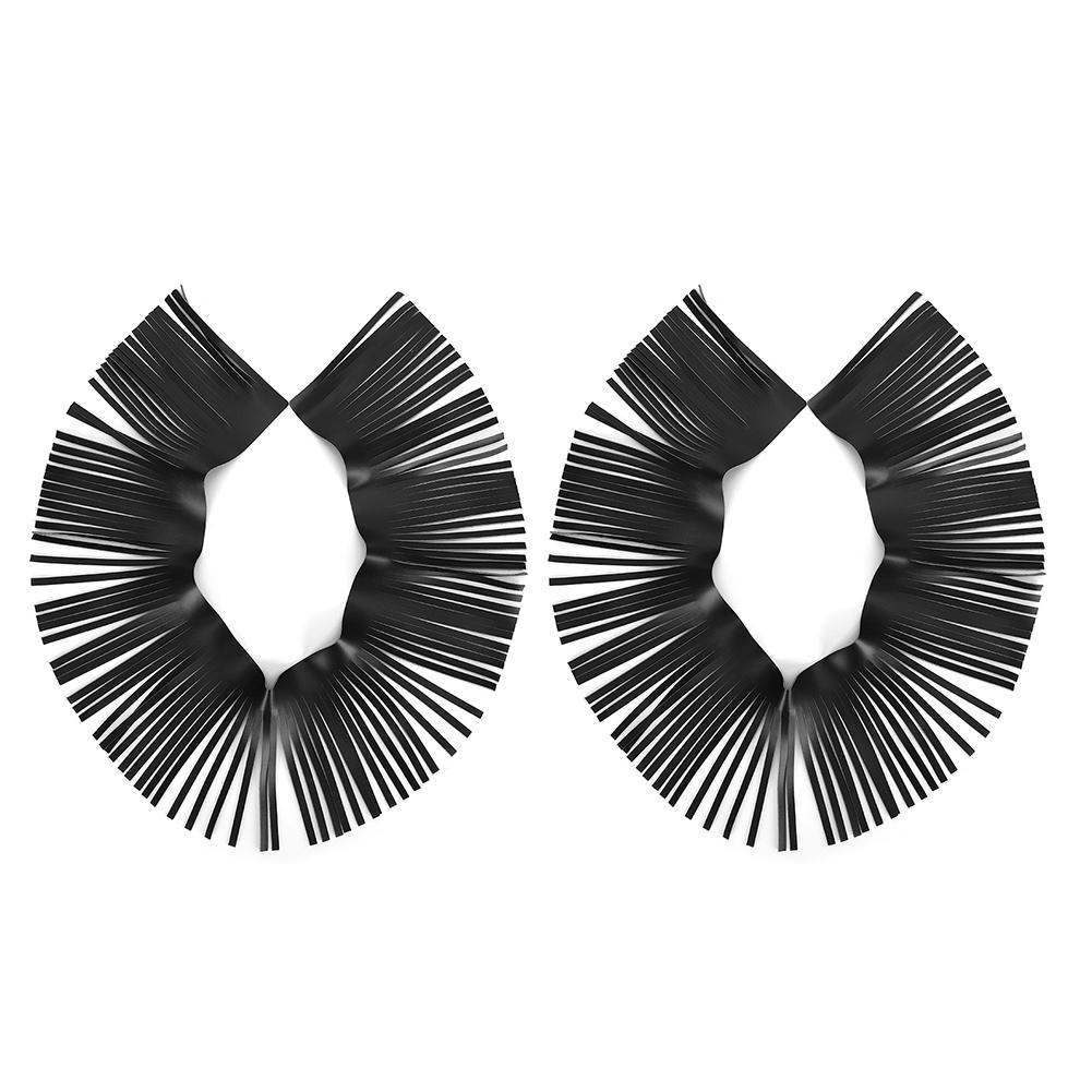 2pcs Motorcycle Retro Foot Pedal Saddlebag Craft Artificial Leather Fringe(Black)