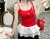 Red Lace-Trim Camisole for Women - Ballet Style Summer Top