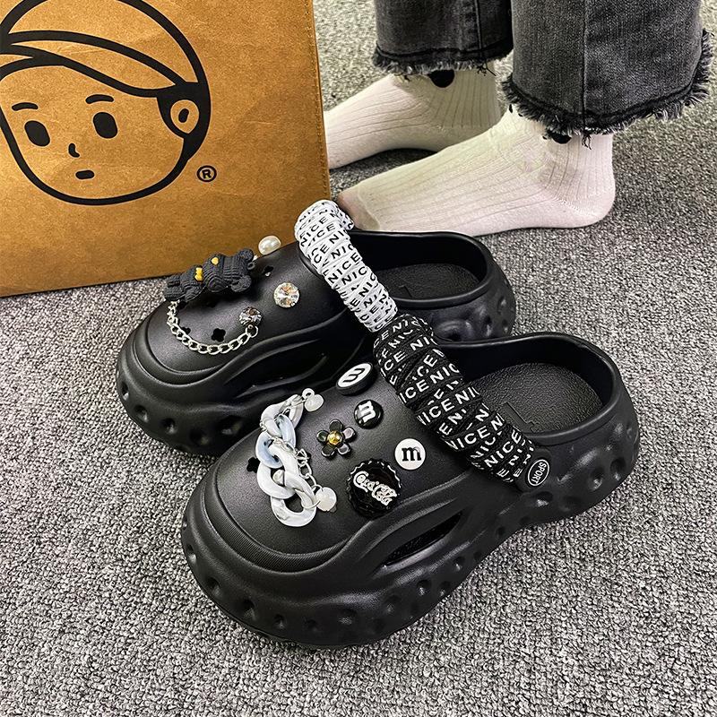 Мода 2025 Лето Осень Платформа Шлепанцы Женщина Мужчина Модные Клоги С Милыми DIY Шнурками Для Обуви С Собачками Пара Домашние Уличные Слайды Большой Размер