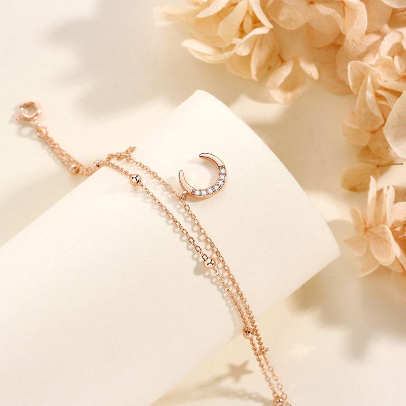 Браслет Звезда и Луна для Женщин, Нишевый Свежий и Высококлассный Дизайнерский Сенс, Ins Ветер, Двухслойный Браслет-Звезда, Ювелирные Изделия для Женщин