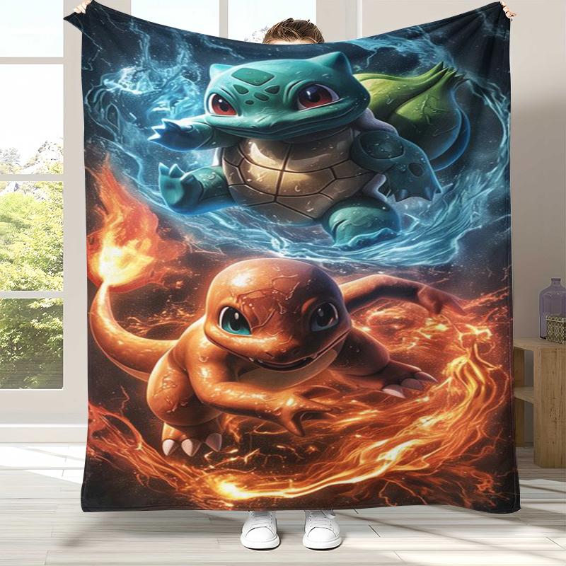 Charizard Charmander Pokemon Flannel Blanket,Ultra Soft Warm Plush Throw for Home Bedroom Bed Sofa Cover Office Camping Picnic