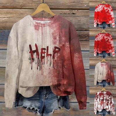 Женская повседневная рубашка I'm Fine Bloody с принтом, пуловер с длинными рукавами, топ с брызгами крови, топ с кровавым топом на Хэллоуин, женский топ-свитшот
