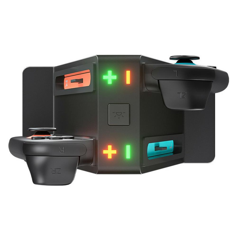 HBS-2849 4 in 1 Charging Station for Nintendo Switch 2 Joy-Pad Charging Dock with RGB Lighting / Magnetic Attachment / Indicator Lights