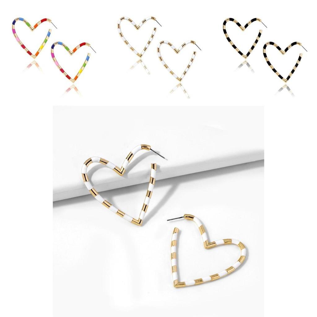 Элегантные геометрические серьги-сердечки для женщин, модная разноцветная бижутерия из сплава