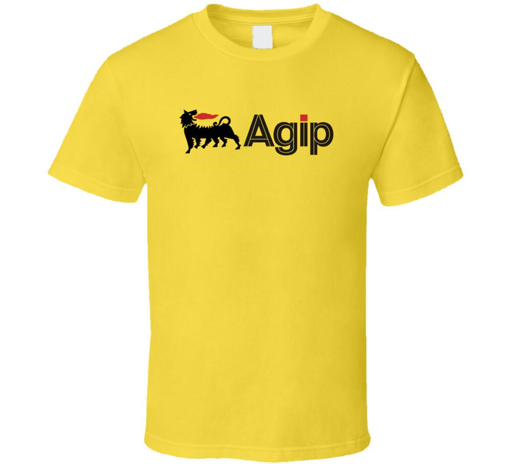 Agip Europe Бензоколонка Бензин Винтажный Топливо Петро Классический Логотип Футболка