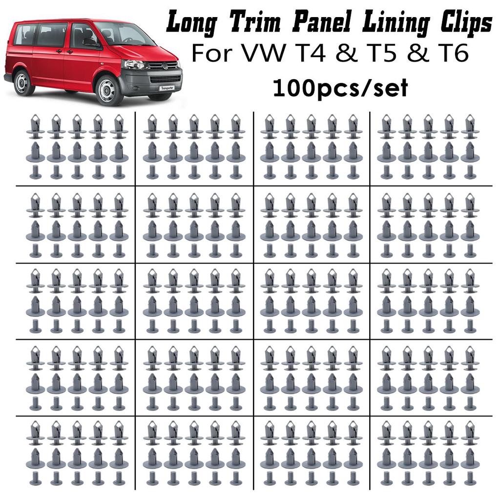 100PC For VW Transporter T4 T5 T6 Volkswagen Caravelle Multivan Longer Long Trim Panel Clips Carpet Lining Plastic Retainer Fasteners Fixing Buckles