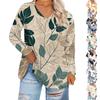 Women's Fashion Defoliation Print V-Neck Plus Size Casual Long Sleeve T-Shirt Top