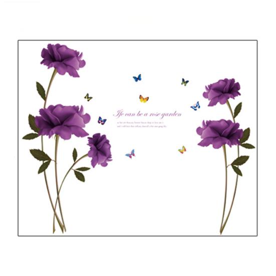 Flower Wall Decal Removable Peel And Stick PVC Stickers Colorful Rose/Morning Glory Floral Wall Murals Decor for Bedroom Living Room Nursery