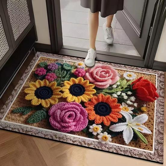 Коврик для пола 3D цветочный узор коврик для ванной комнаты высокоабсорбирующий быстросохнущий нескользящая резиновая основа кухонный душевой коврик для двери прачечной