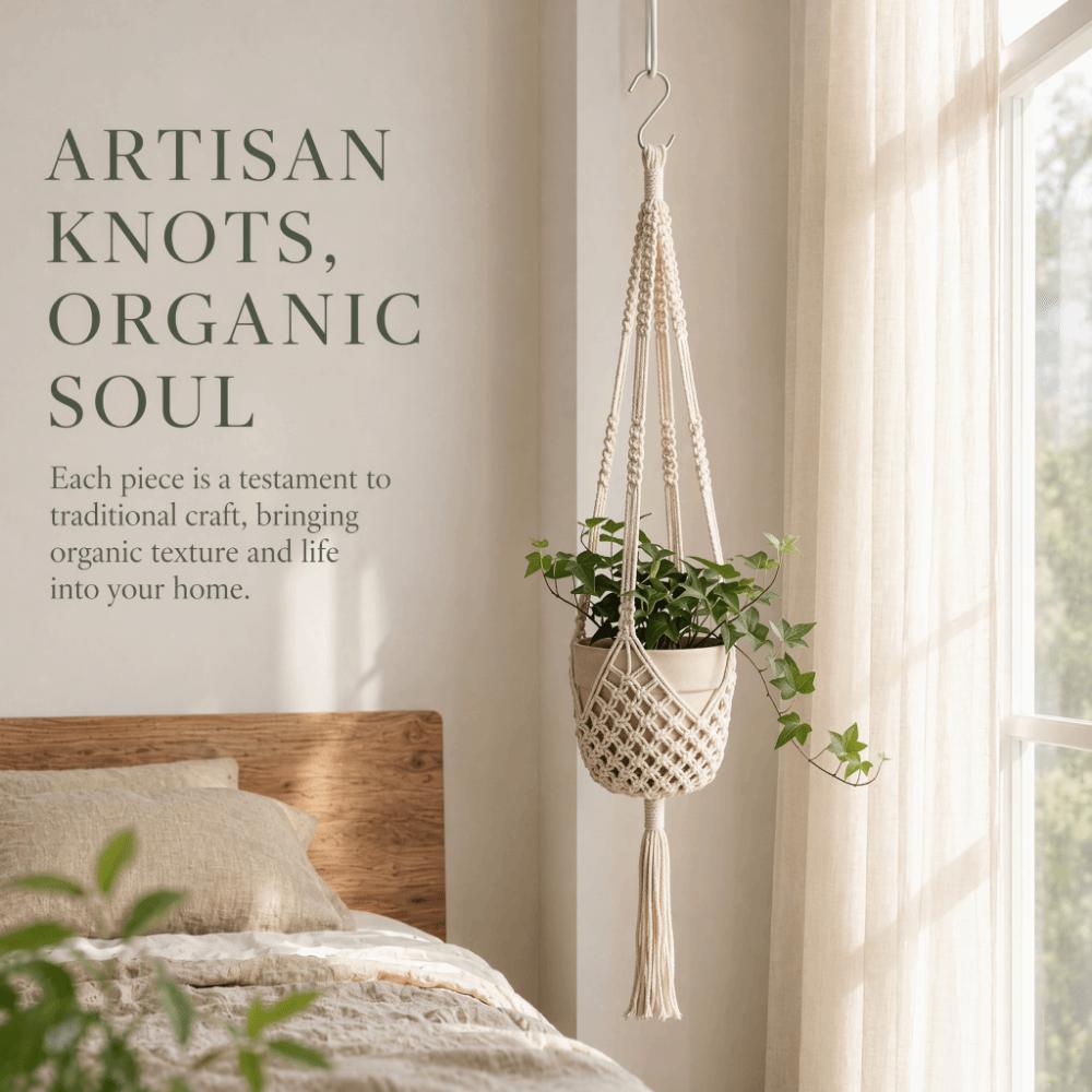 Handmade Plant Hanger Bohemian Flower Pot Net Scoop Hanging Basket Indoor Outdoor