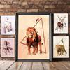 Abstract Geometric Animals Canvas Painting Print Horse Lion Deer Wall Art Picture for Living Room Home Decoration Poster Cuadros