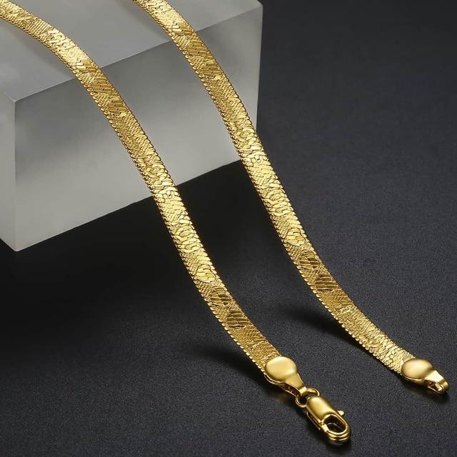 Gold Chain For Men Women Wheat Figaro Rope Cuban Link Chain Gold Filled Stainless Steel Necklaces Male Jewelry Gift