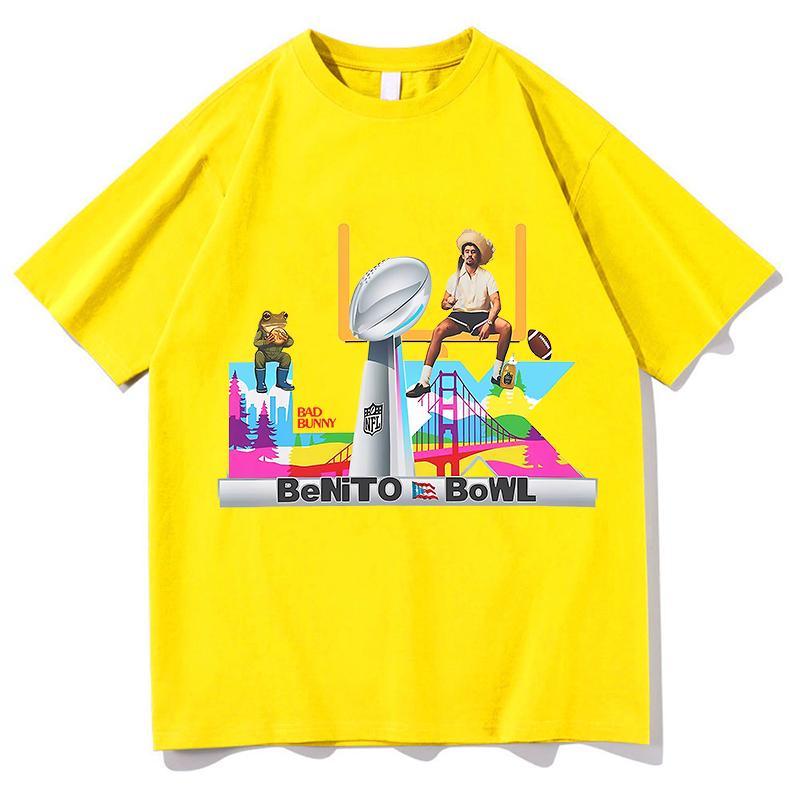 Bad Bunny Super Bowl Tshirt Hip Hop Unisex Streetwear Harajuku Short Sleeve Pure Cotton Fashion Summer Casual TShirt Clothes