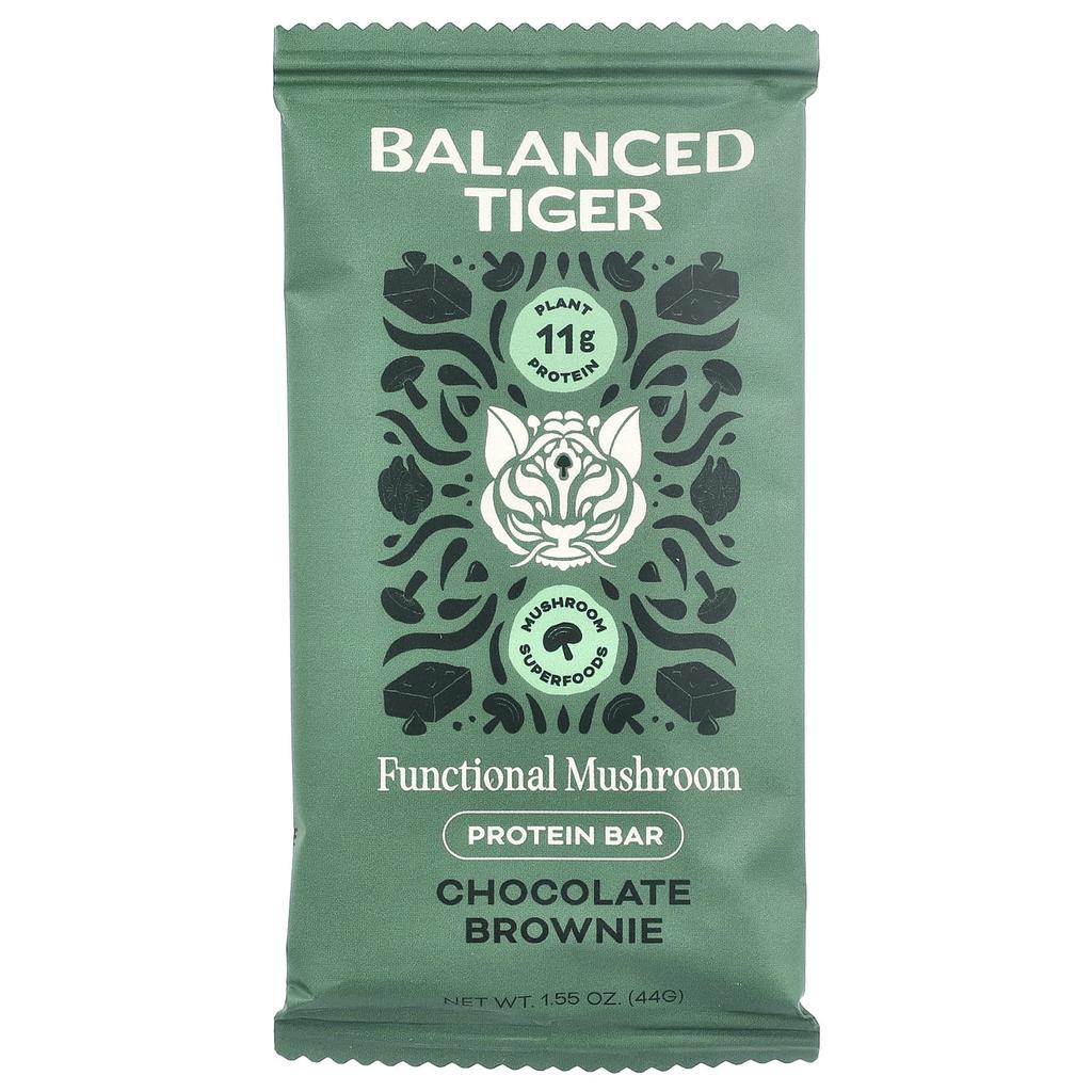 Balanced Tiger Protein Bar, Chocolate Brownie, 12 Bars, 44g (1.55oz) Each