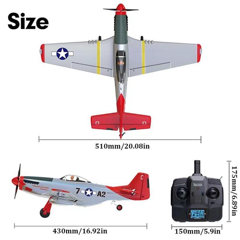 New P51D Mustang Remote Control Aircraft 2.4G One Click Aerobatic Flight 4CH Glider RTF Equipped with Xpilot Stability System