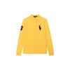 Polo Solid Color Big Pony Embroidered Logo Long Sleeve Polo Shirt Men Tops Yellow 710675993-022