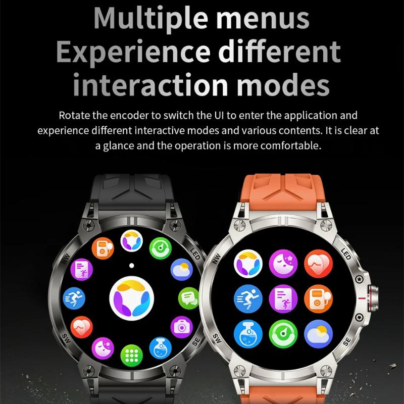 2025 Новые военные умные часы для мужчин, большая батарея 760 мАч, светодиодный фонарик, компас, экран HD 1,8 дюйма, пульсометр, водонепроницаемые умные часы с функцией BT-звонков