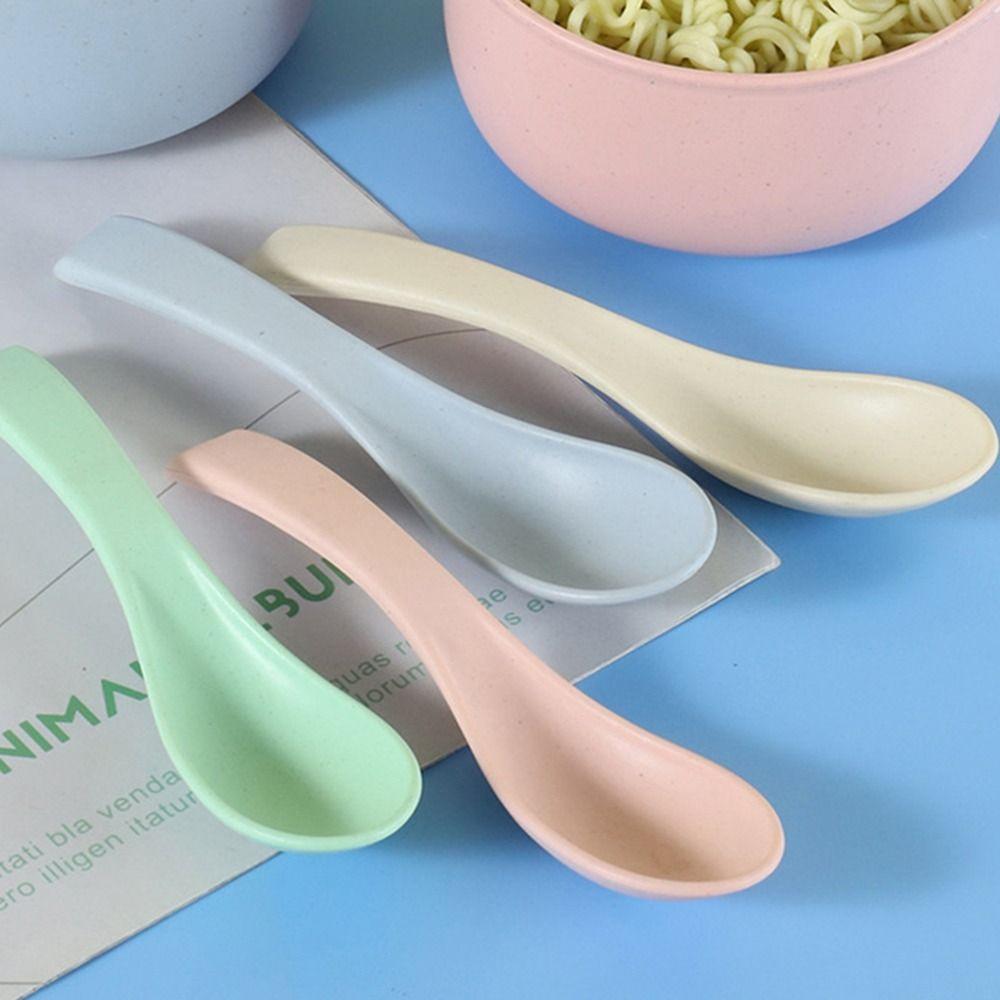 Eco Friendly Kitchen Kids Soup Spoon Wheat Straw Tableware Long Handle