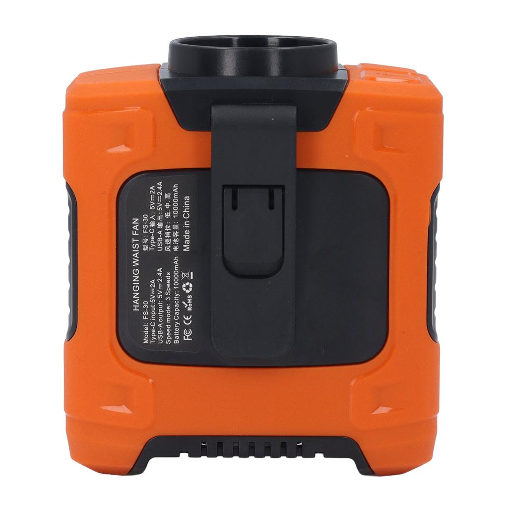 Вентилятор на поясе, 3 скорости, 15500 об/мин, мощный поток воздуха, время работы 26 ч, аккумулятор 10000 мАч, вентилятор с креплением на ремень и светодиодом