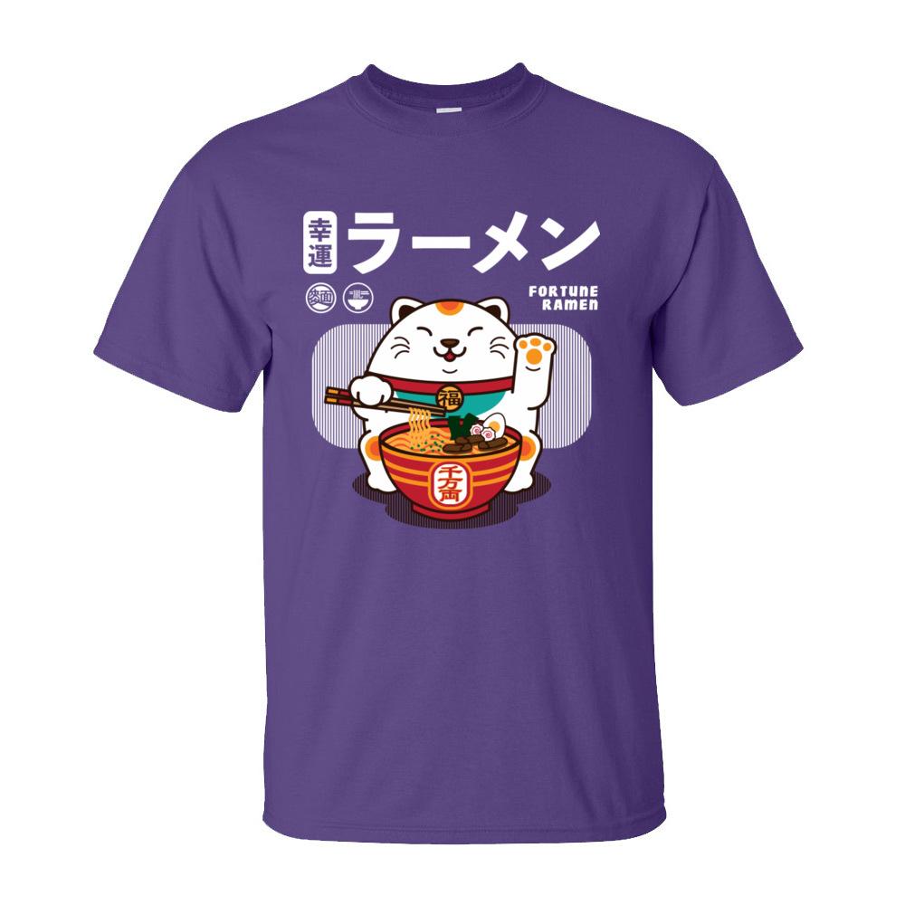 Fortune Ramen 100 Cotton Men Short Sleeve T Shirt Normal SummerAutumn TShirt Sweatshirts Cute Cat Noodle Tshirt