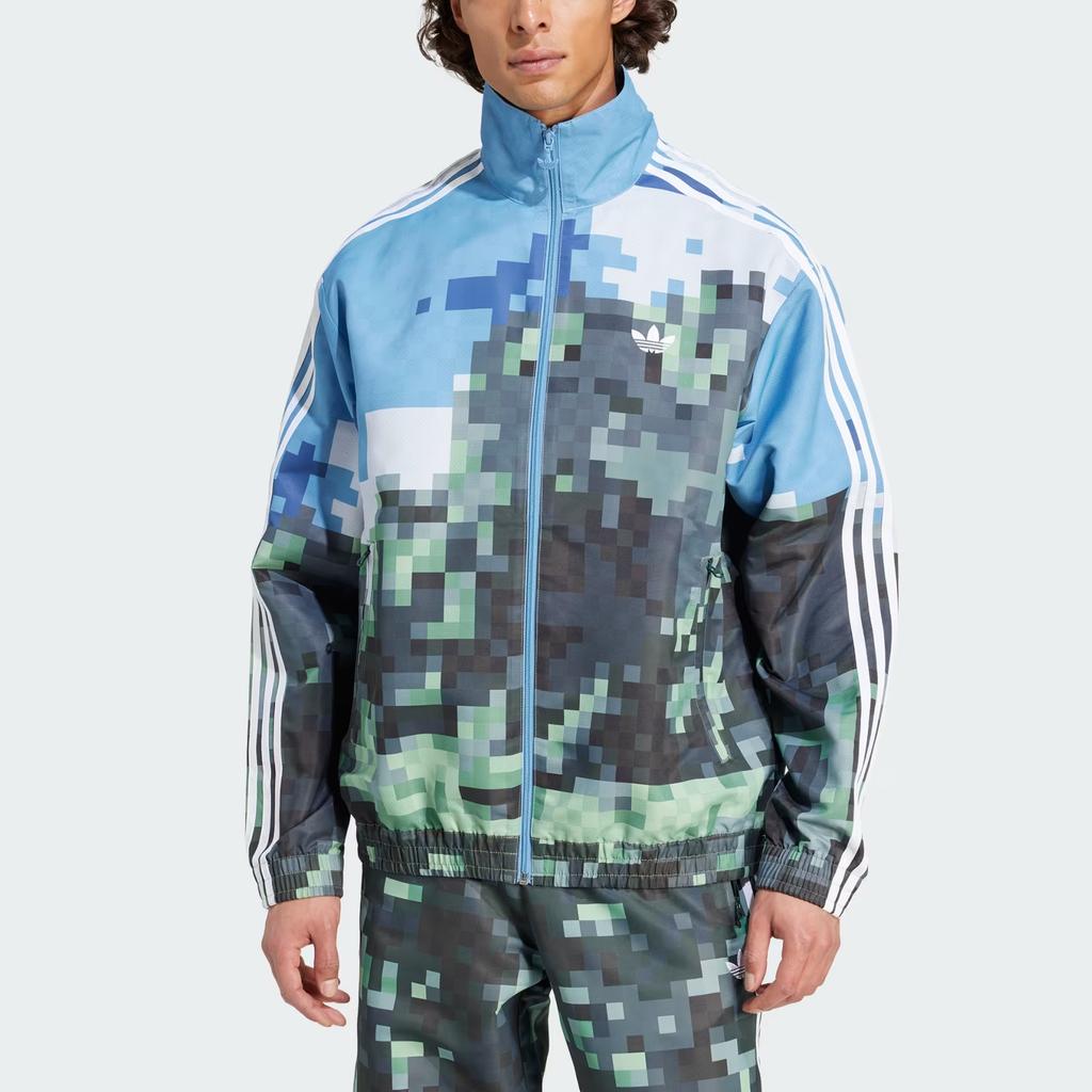 Adidas Оригиналы X Коллаборация Minecraft Топ SS25 Повседневный Спортивный Удобный Универсальный Свободный Куртка с Длинным Рукавом Унисекс Куртка JZ9921