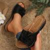 Large Size Women's Shoes Spring and Summer New Cross-border Slope Heel Thick-soled Fish Mouth Slippers Outer Slippers Flower Decoration