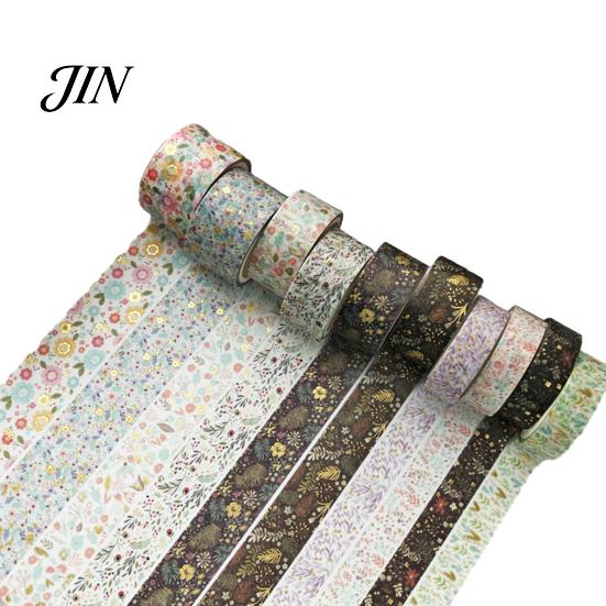 Repositionable Tape 10 Rolls Metallic Foil Washi Tape, Decorative Masking Tapes for Junk Journal Supplies, Arts, DIY Crafts, Planners, Scrapbook, Card