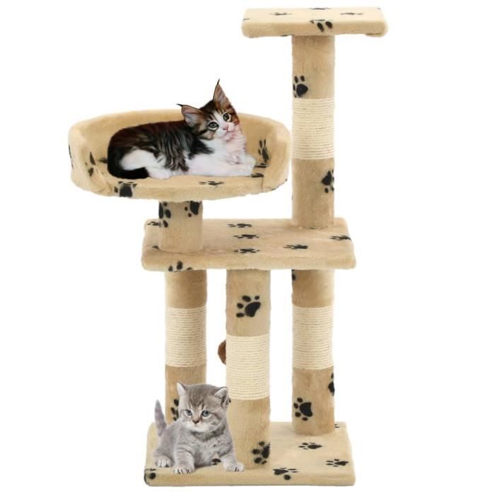 VidaXL Cat Tree and Sisal Scratching Posts 65 Cm Beige Paw Print