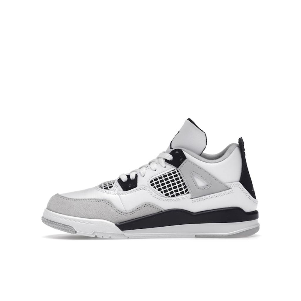 Детские кроссовки Air Jordan 4 Retro PS в стиле милитари, черные, белые, нейтрально-серые, BQ7669-111