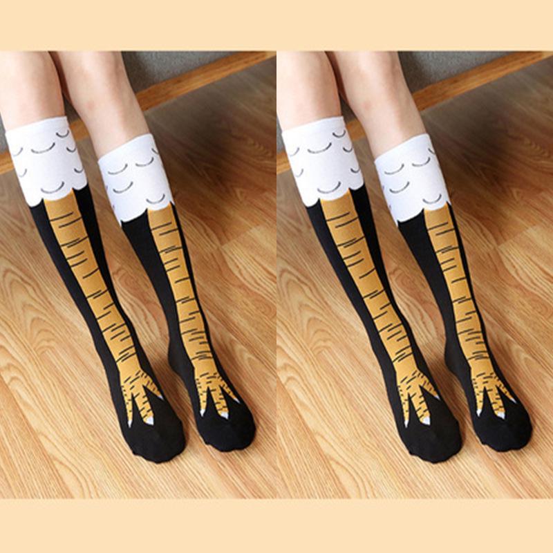 Забавные носки с куриными лапами: Новинка Тонкие чулки на Хэллоуин для женщин и мужчин - Дизайн ноги страуса и курицы