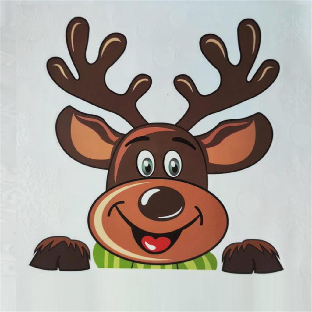 Милые мультяшные наклейки на окна с Санта-Клаусом, лосем и снежинками, статические наклейки, украшения для рождественской вечеринки