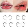 2PCS Trendy 10mm Stainless Steel Punk Clip On Fake Piercing Nose Wrap Lip Rings Unisex Nose Ring Women Men Tusk Body Jewelry