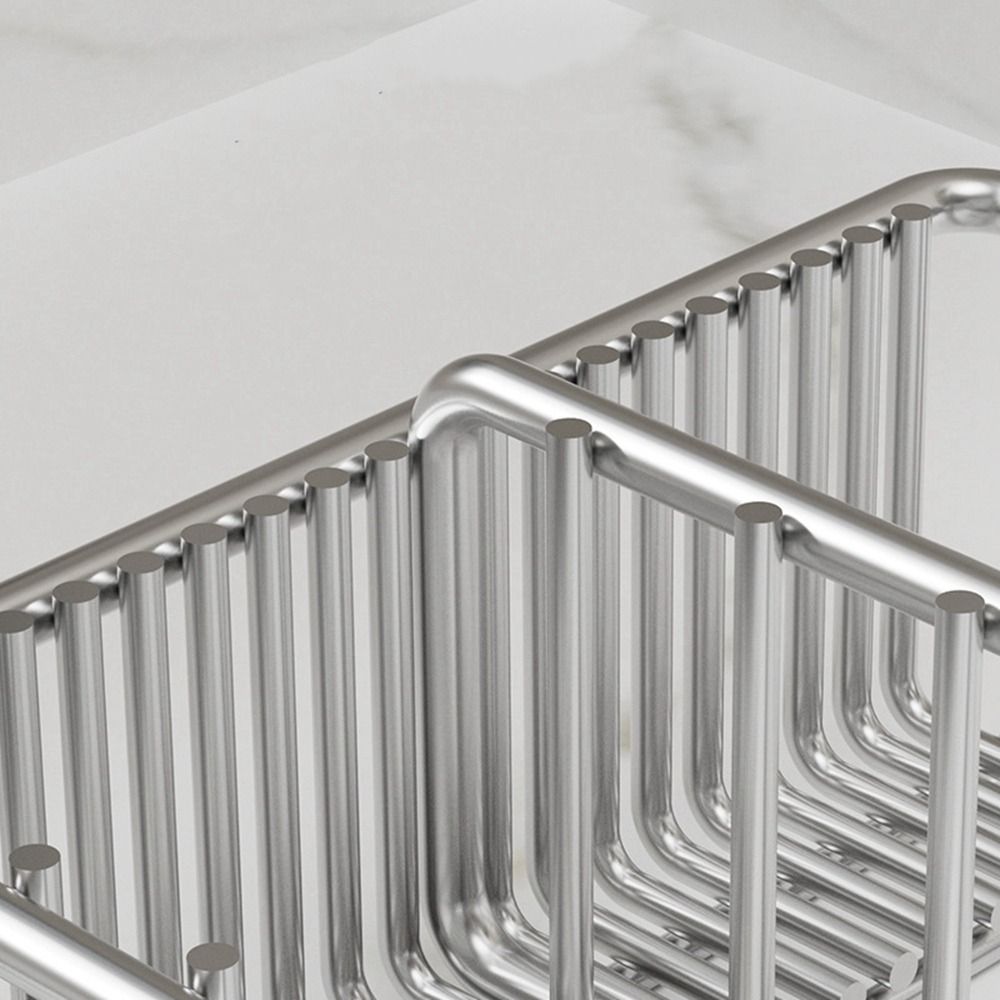 Silver Cutlery Drying Rack Large Capacity Cutlery Storage Basket  for Kitchen