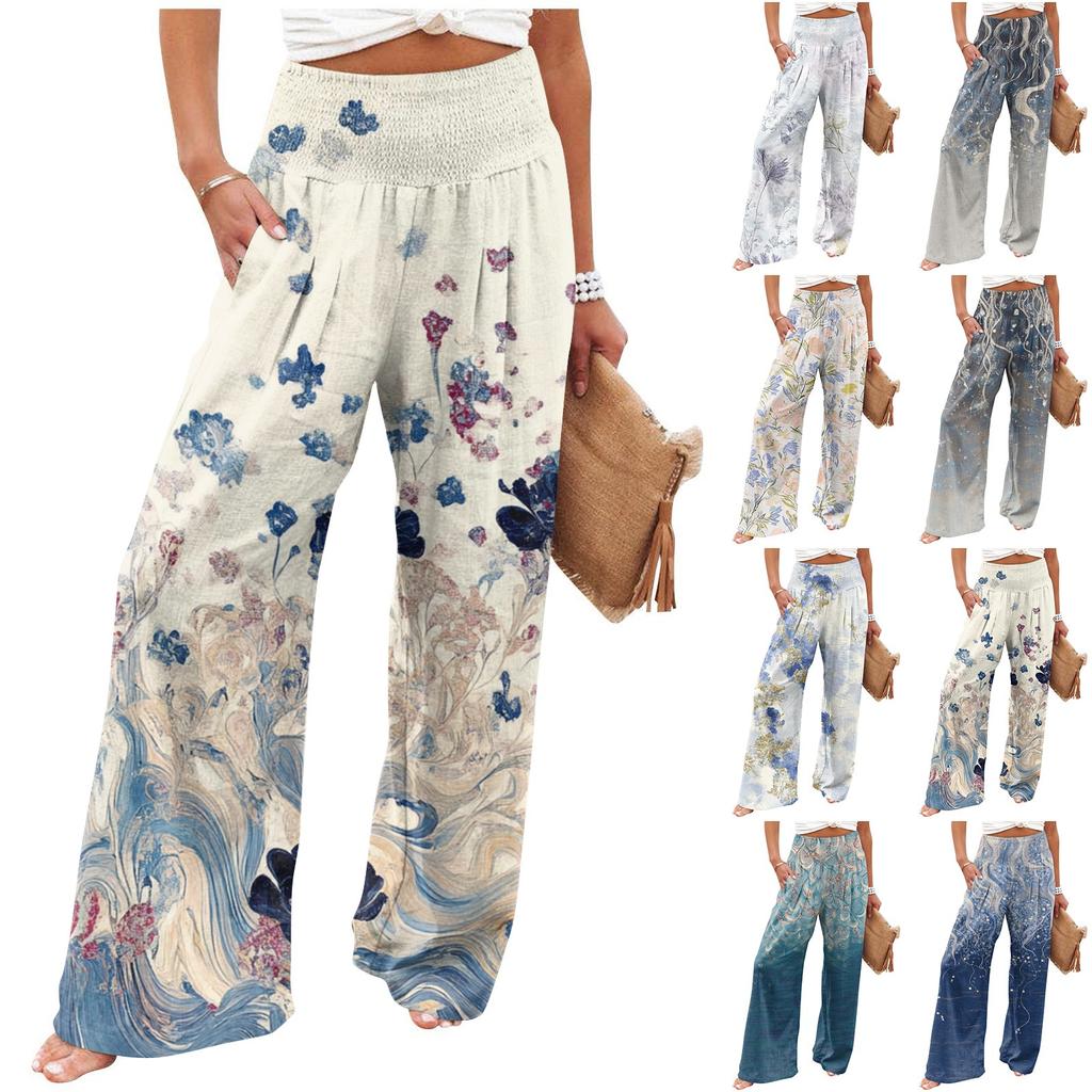 Women's Casual Pants Loose Soft Solid Color  Wide Leg Long Pants High Waist Straight Leg Pants