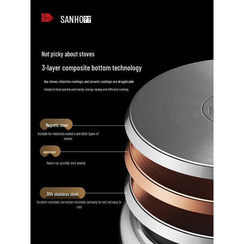 Sanhe 3-Tier 304 Stainless Steel Steamer Pot