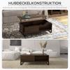 Side Table with Lift Function, Hidden Storage Compartment, Walnut Wood Look, Steel Frame, 102 x 58 x 35.5 cm