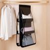 6-Grid Double-Layer Thick Transparent Bag Storage Hanging Bag Wardrobe Dustproof Three-Dimensional Hanging Bag Hanging Bag