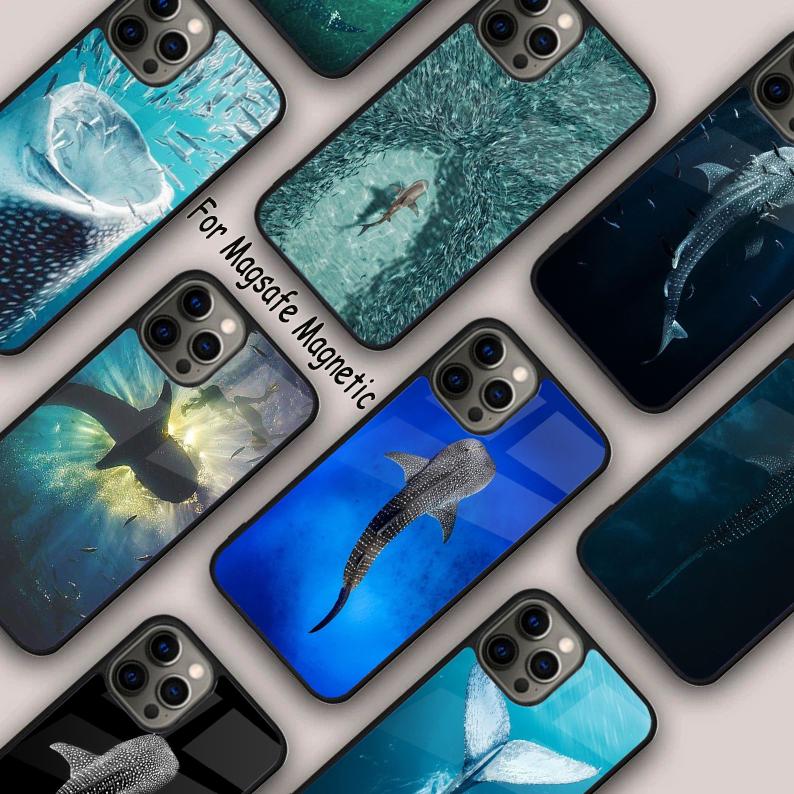 Магнитный чехол для телефона с изображением китовой акулы для APPLE iPhone 17 Air 16 14 13 12 Pro Max 15 Plus Беспроводная зарядка Обложка MagSafe