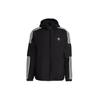 Originals 3-Stripes Wb Logo Print Casual Sports Woven Hooded Jacket Men Jackets Black H06683