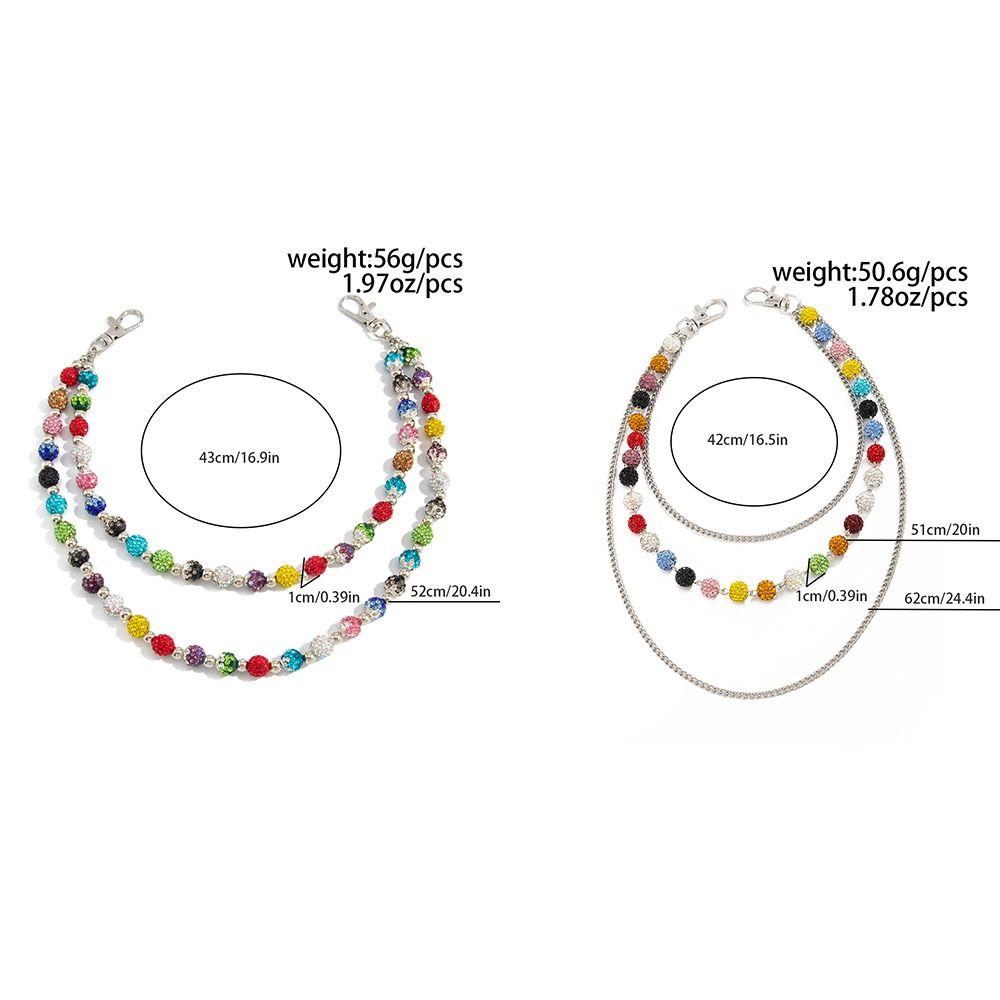 Gothic Punk Belt Chain Jeans Chain Pants Chain Punk Colorful Rhinestone Bead Waist Chain  Male