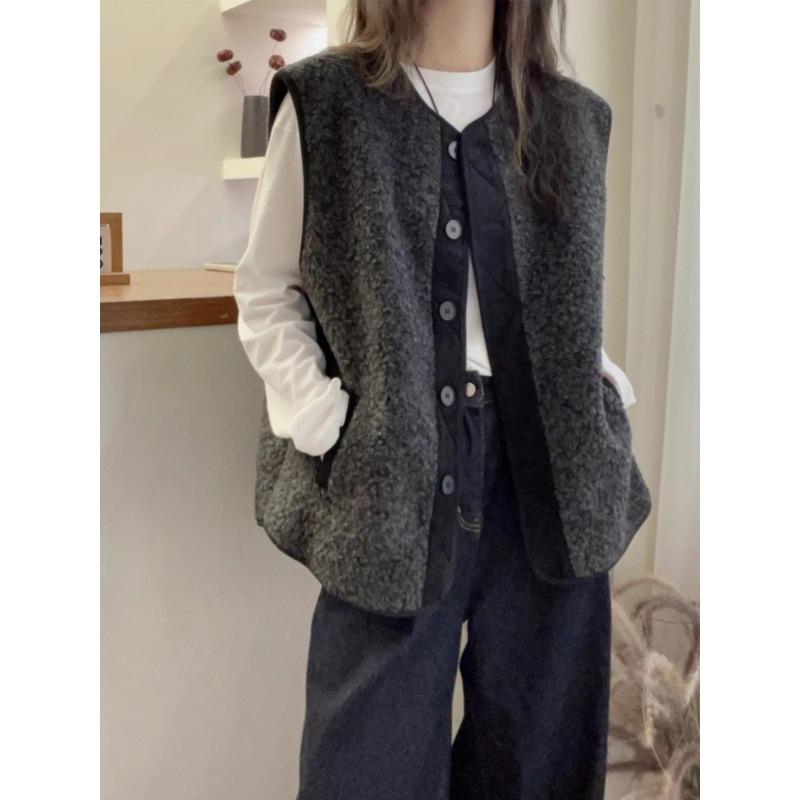Large Size Autumn and Winter Thickened Vest Jacket and Vest Top