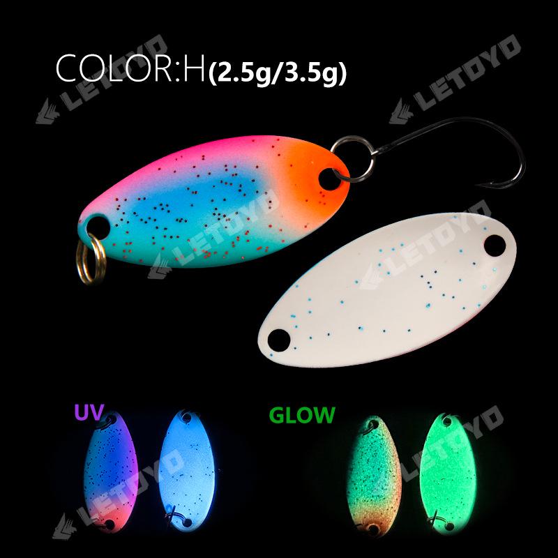 LETOYO UV Glow Sequin Lure: 2.5g & 3.5g Spoon Copper Bait for Long Cast Trout & Mackerel Fishing.