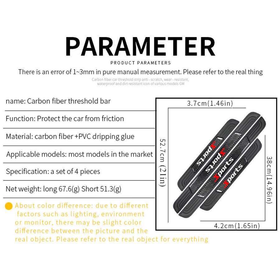 4 шт. Накладки на пороги дверей спортивного автомобиля, накладка из углеродного волокна, резиновая накладка, защита от царапин