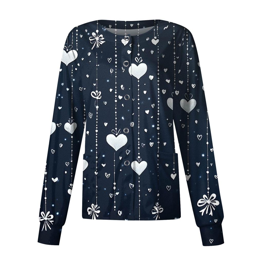 Женская повседневная модная куртка с длинным рукавом, воротником-стойкой, на одной пуговице, с принтом ко Дню святого Валентина, рабочая куртка, топы