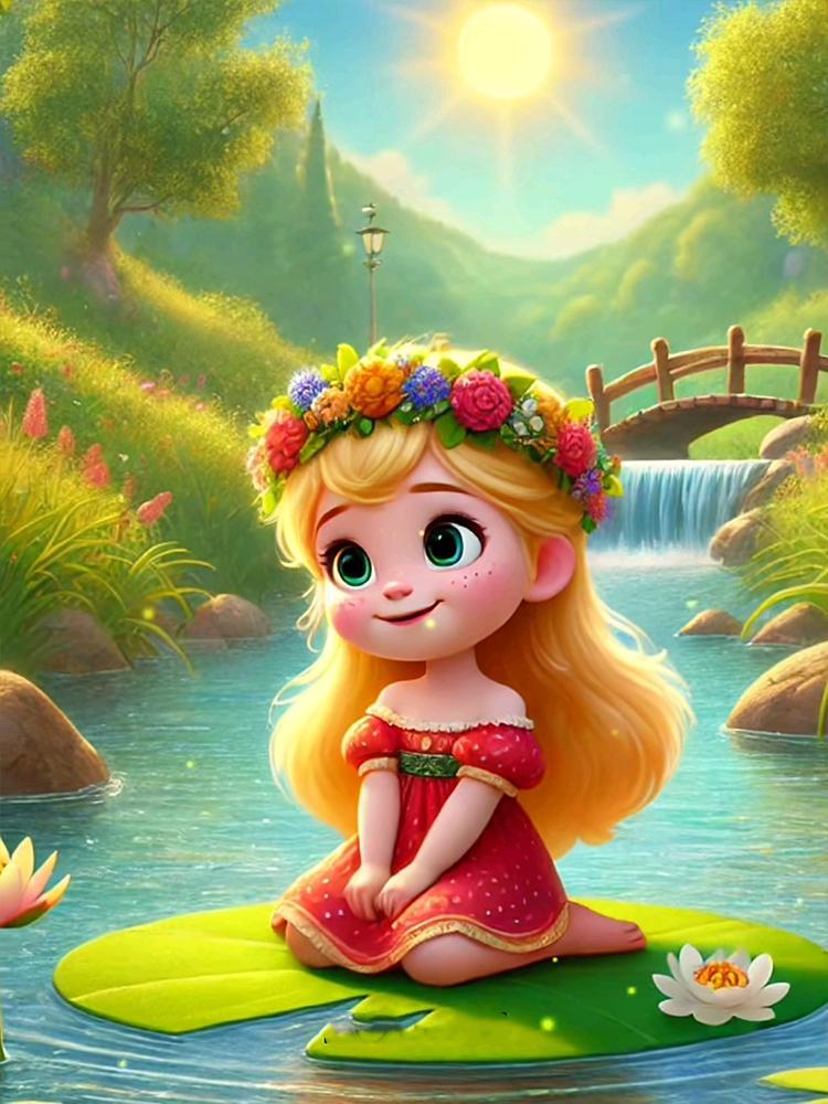 5D DIY мультфильм эльф девушка алмазная картина красочный фэнтези пейзаж вышивка крестом комплект полный круглый дрель мозаика искусство домашний декор подарок