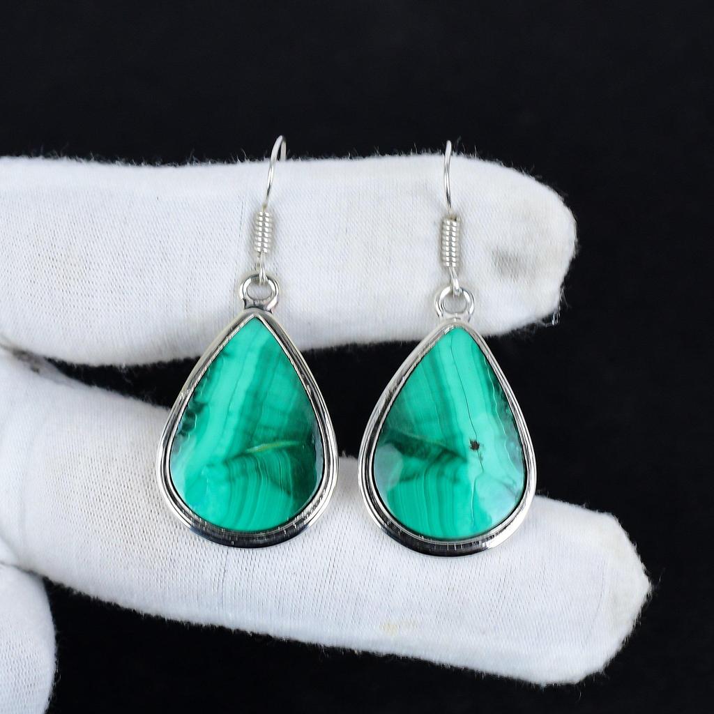 Серьги из натурального малахита, старинные серьги из стерлингового серебра 925 пробы, серьги-подвески из серебра в стиле бохо, подарки для вечеринок, подарки для нее
