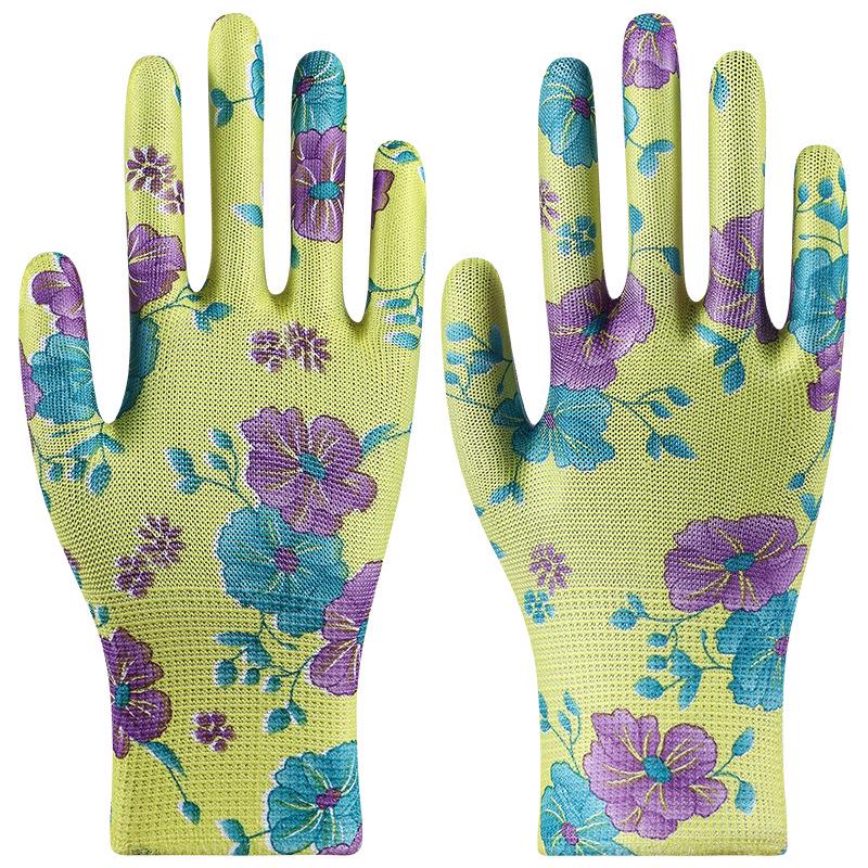 Lightweight Breathable Nylon Gardening Gloves - Wear-Resistant, Multi-Color Patterns